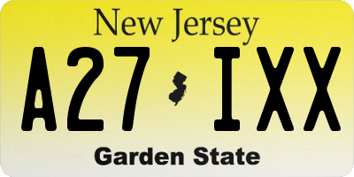 NJ license plate A27IXX