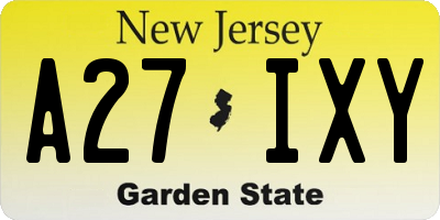 NJ license plate A27IXY