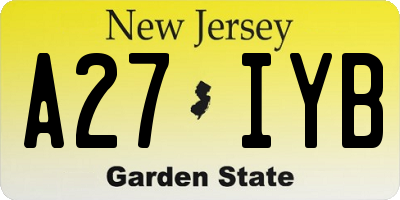 NJ license plate A27IYB