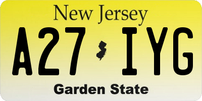 NJ license plate A27IYG