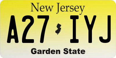 NJ license plate A27IYJ