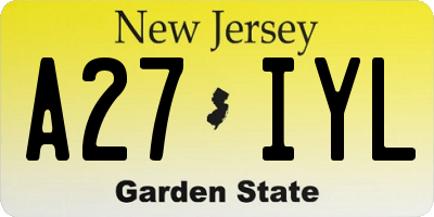 NJ license plate A27IYL