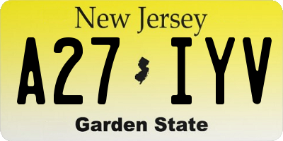 NJ license plate A27IYV