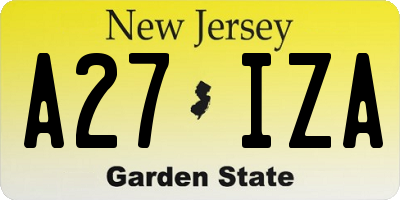 NJ license plate A27IZA