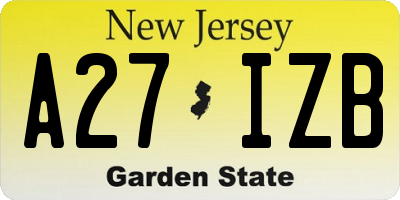 NJ license plate A27IZB