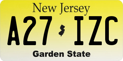 NJ license plate A27IZC