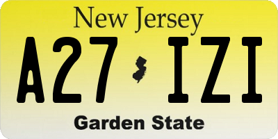 NJ license plate A27IZI