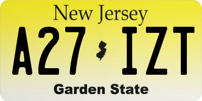 NJ license plate A27IZT