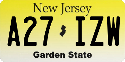 NJ license plate A27IZW