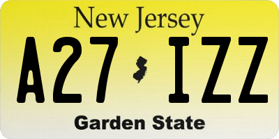 NJ license plate A27IZZ