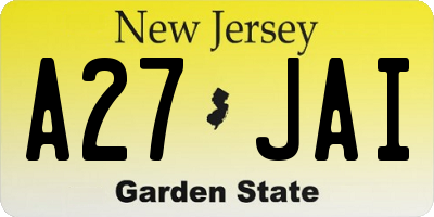 NJ license plate A27JAI