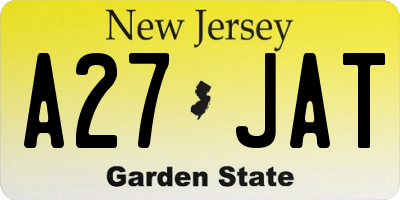 NJ license plate A27JAT