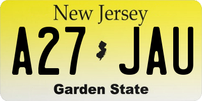 NJ license plate A27JAU