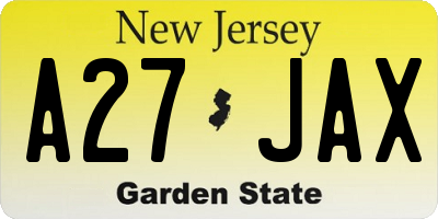 NJ license plate A27JAX