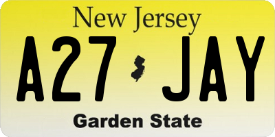 NJ license plate A27JAY