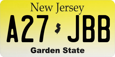 NJ license plate A27JBB