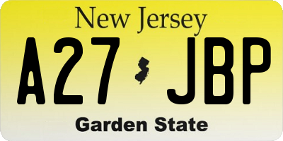 NJ license plate A27JBP