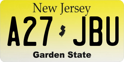NJ license plate A27JBU