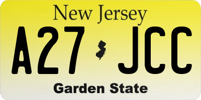 NJ license plate A27JCC