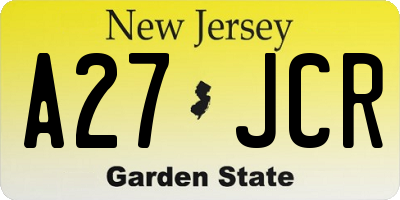 NJ license plate A27JCR
