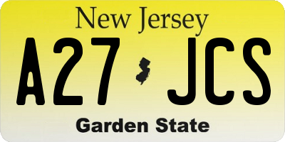 NJ license plate A27JCS