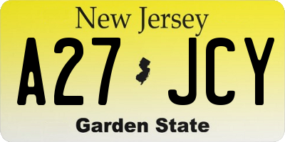 NJ license plate A27JCY