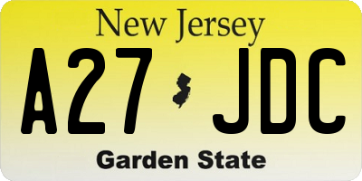 NJ license plate A27JDC