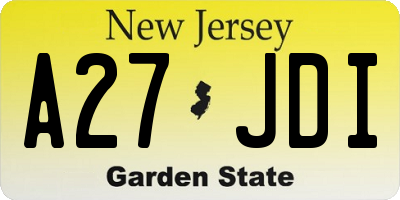 NJ license plate A27JDI