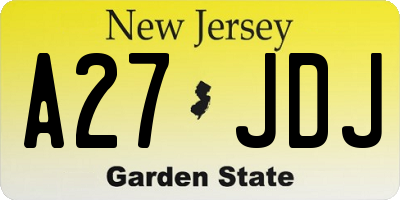 NJ license plate A27JDJ
