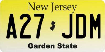 NJ license plate A27JDM