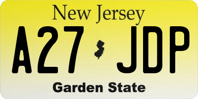 NJ license plate A27JDP
