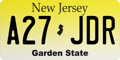 NJ license plate A27JDR