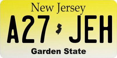 NJ license plate A27JEH