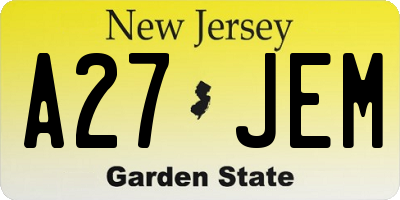 NJ license plate A27JEM