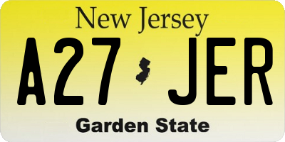 NJ license plate A27JER