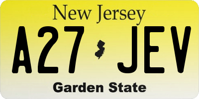 NJ license plate A27JEV