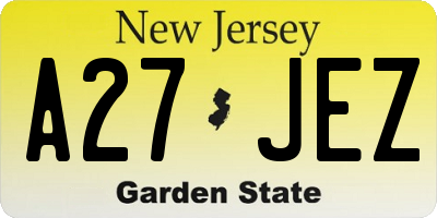 NJ license plate A27JEZ