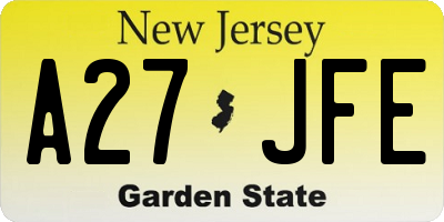 NJ license plate A27JFE