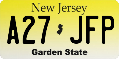 NJ license plate A27JFP