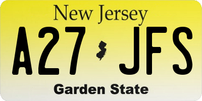 NJ license plate A27JFS