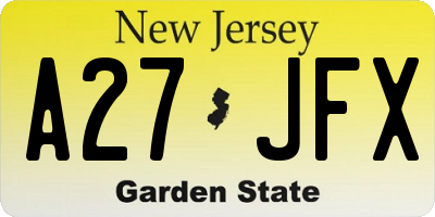 NJ license plate A27JFX