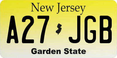 NJ license plate A27JGB