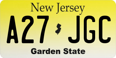 NJ license plate A27JGC