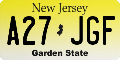 NJ license plate A27JGF