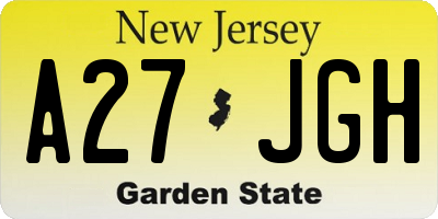 NJ license plate A27JGH
