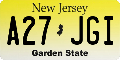NJ license plate A27JGI