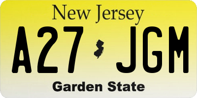 NJ license plate A27JGM