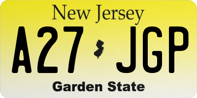 NJ license plate A27JGP