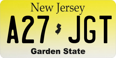 NJ license plate A27JGT