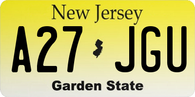 NJ license plate A27JGU